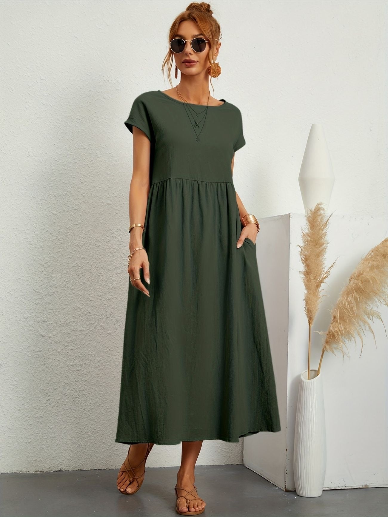 GRETA | Vestido de Lino para Mujer con Corte Relajado y Escote en V | Elegante y Fresco para Ocasiones Especiales 0