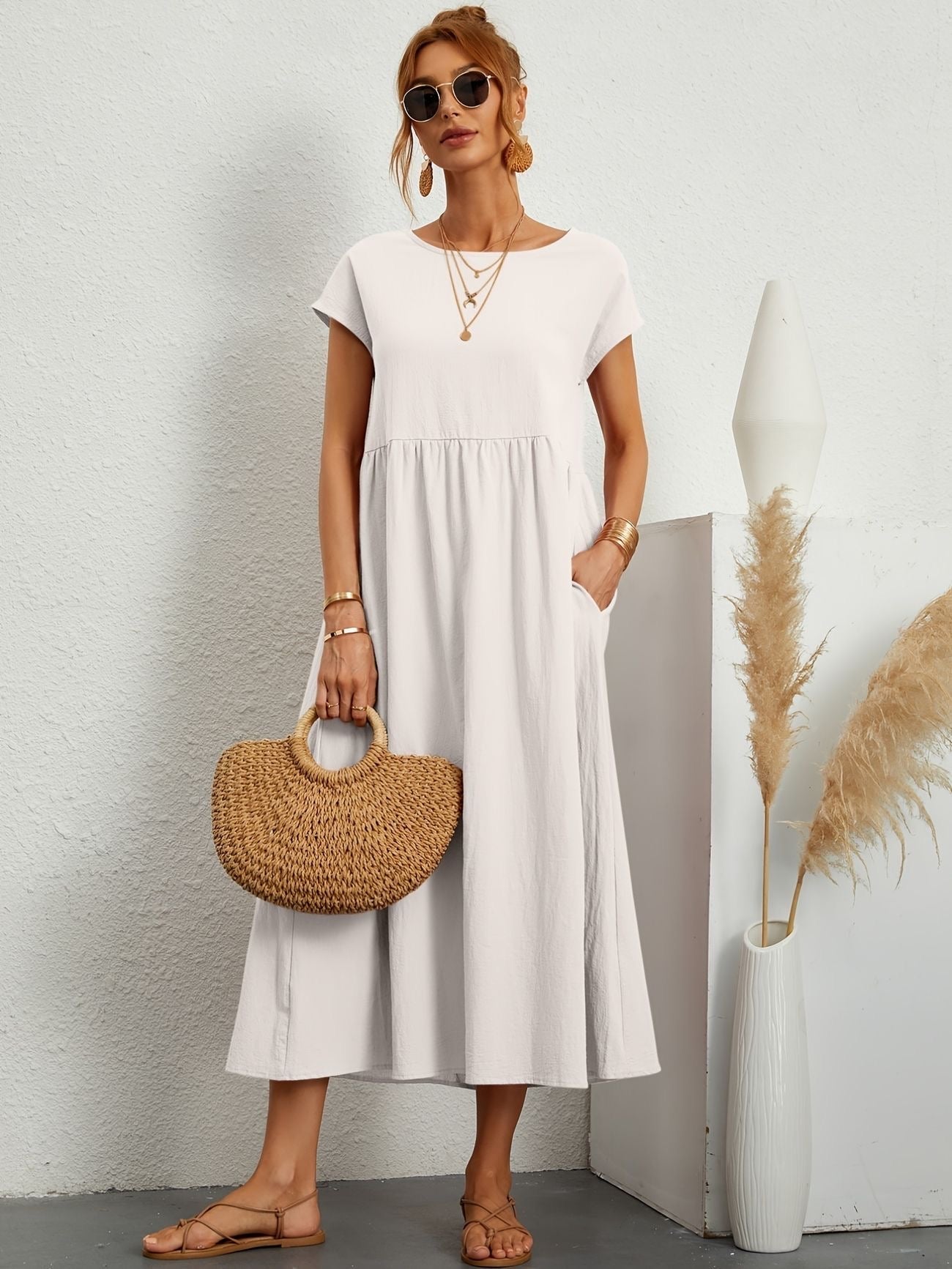 GRETA | Vestido de Lino para Mujer con Corte Relajado y Escote en V | Elegante y Fresco para Ocasiones Especiales 12