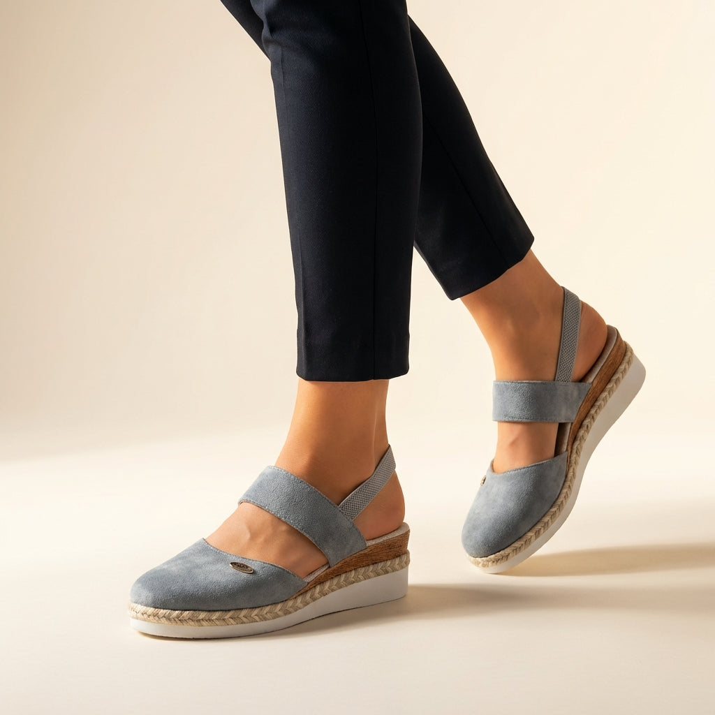 CORAL – Sandalias ortopédicas con plataforma de esparto para mujer