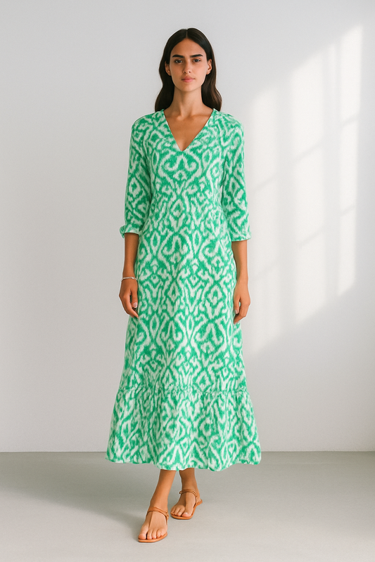 Solara – Vestido de verano con escote en V y mangas semicortas para mujer