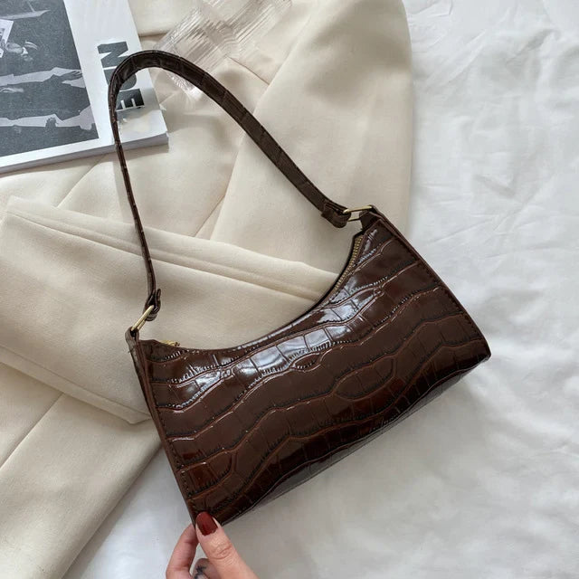 ORABELLA - Bolso de hombro brillante con diseño de piel de cocodrilo para mujeres