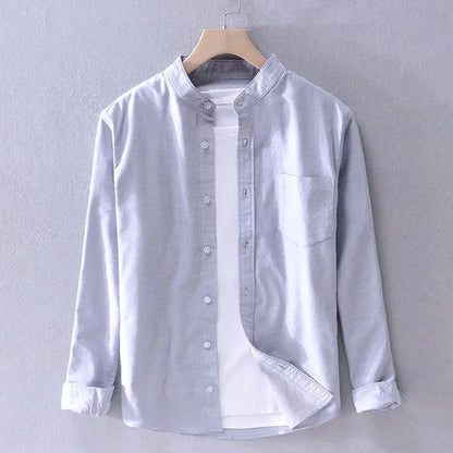 Camisa de hombre con cuello mao y corte recto – BALDURO