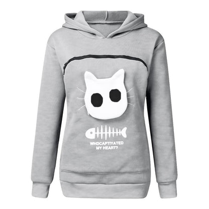 LIV - Sudadera con capucha y bolsillo para llevar mascotas con divertido diseño gráfico para mujer