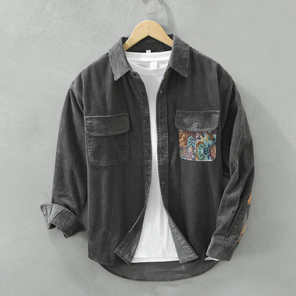 ETHAN - Camisa de pana con cierre de botones para hombre