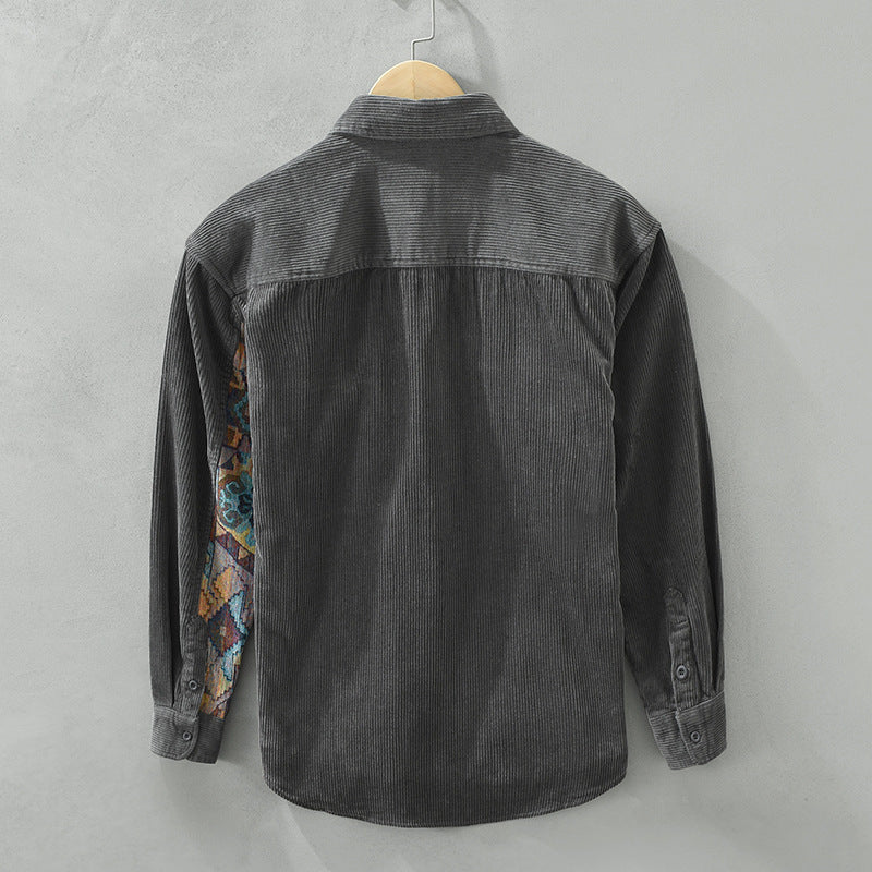 ETHAN - Camisa de pana con cierre de botones para hombre