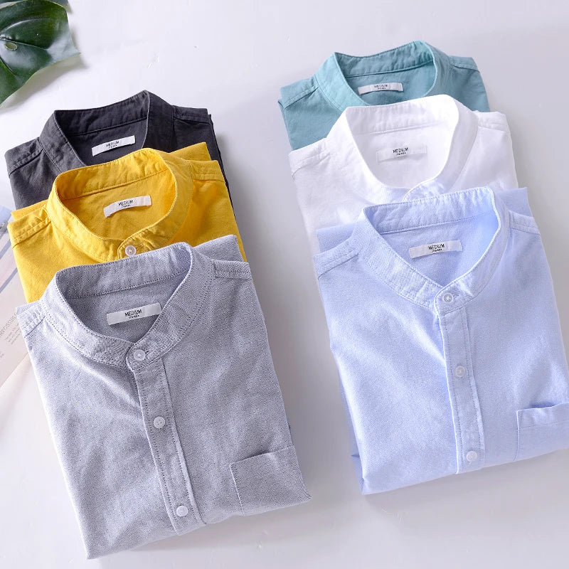 Camisa de hombre con cuello mao y corte recto – BALDURO
