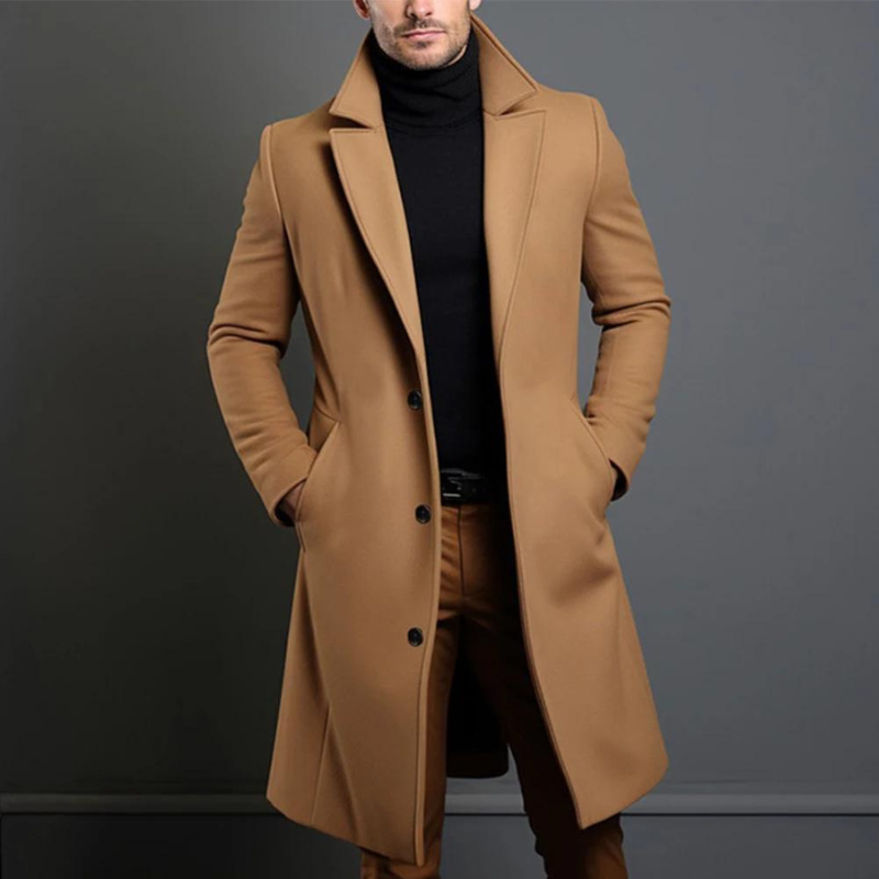 Abrigo largo de invierno para hombre con cierre de botones – VALDEN