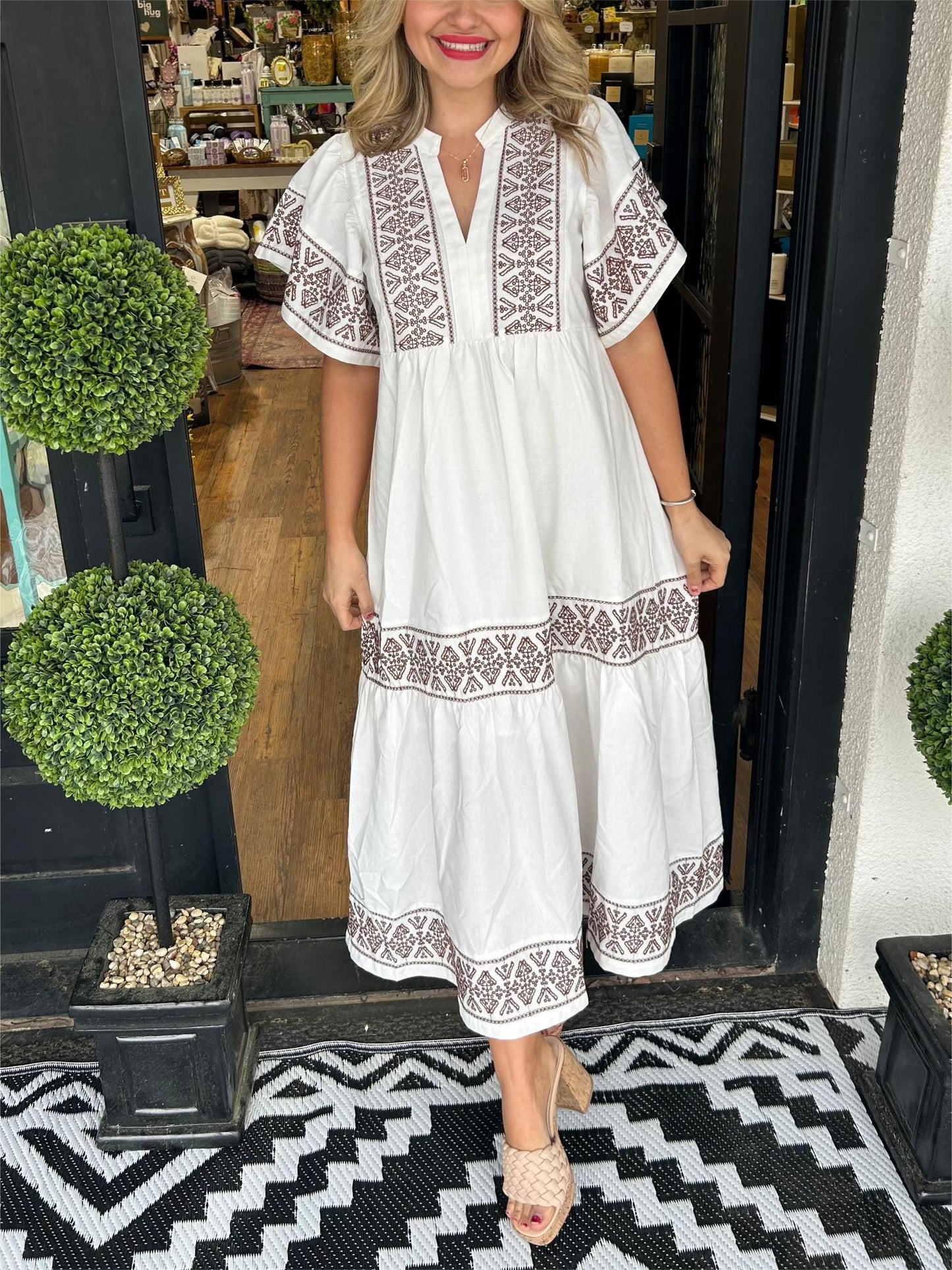 CELESTE – Vestido midi veraniego con escote en V y estilo bohemio para mujer