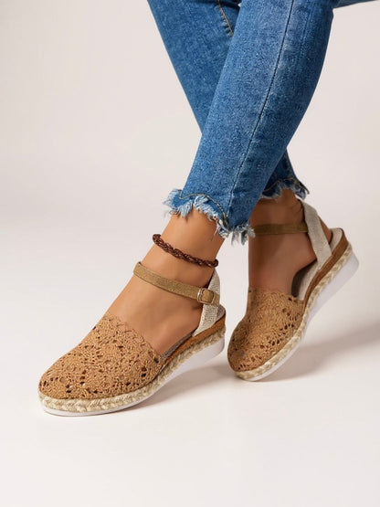 NADIA – Sandalias de cuña bohemias con correa al tobillo para mujer