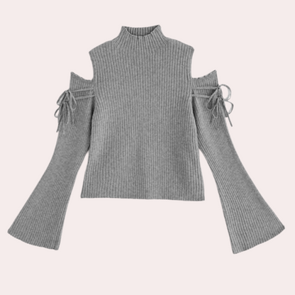 Jersey de punto canalé con diseño de hombros descubiertos – ZAYRA