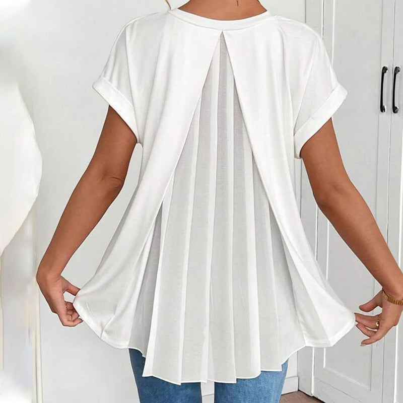Top de Dama con Escote en V y Mangas Dobles para un Estilo Casual – MALVINA