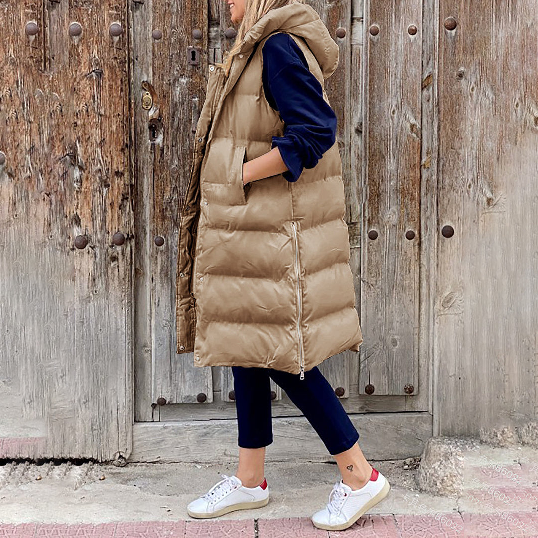 FAYE - Chaleco largo con capucha para mujer