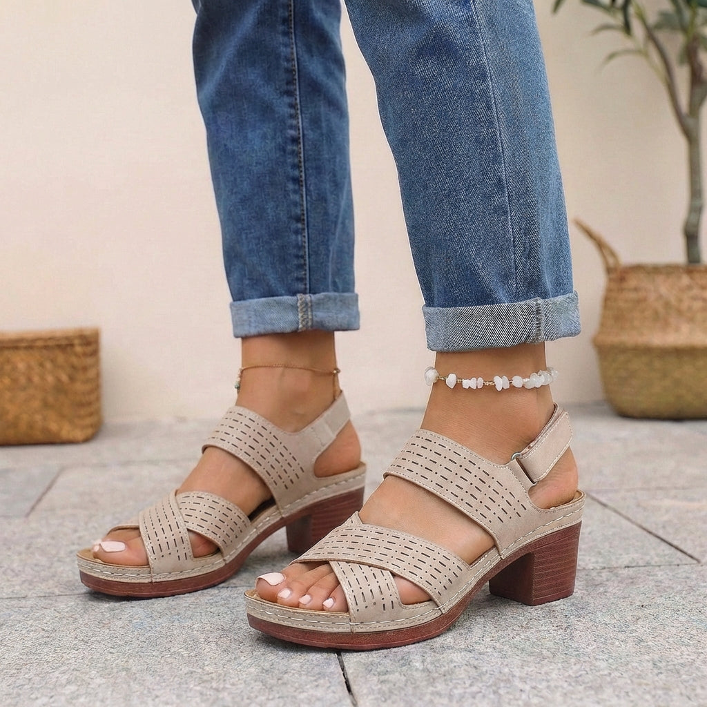 CARMELA – Sandalias de plataforma con tacón cómodo y soporte ortopédico para mujer