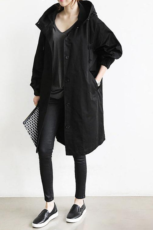 Trench impermeable elegante con capucha para mujer – SOFÍA