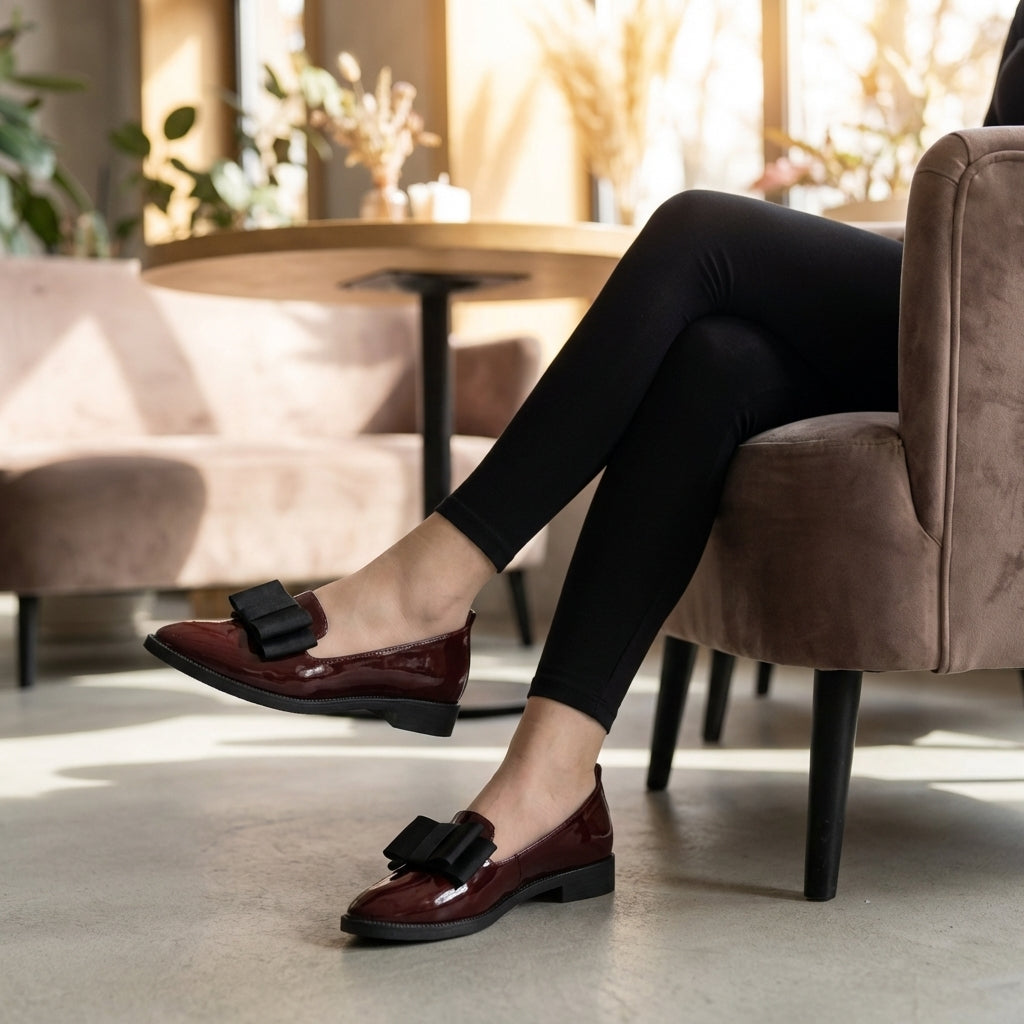 MARINA – Mocasines ortopédicos de mujer con puntera fina y lazo decorativo