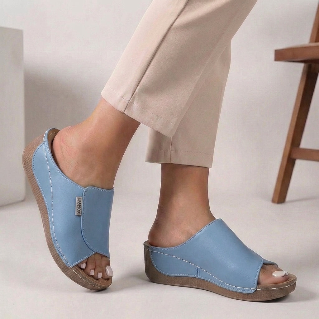 ALBA – Zuecos ortopédicos con cuña y diseño fácil de poner para mujer