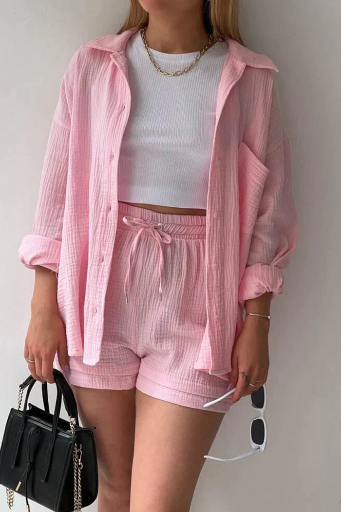 Conjunto casual de dos piezas para mujer con top y pantalón – FÉIA
