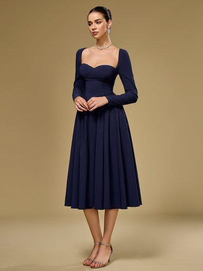 Seraphina – Vestido de línea A con manga larga y lazo en la espalda para mujer