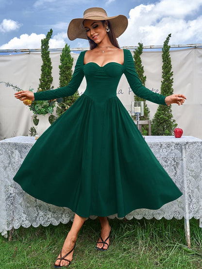 Seraphina – Vestido de línea A con manga larga y lazo en la espalda para mujer