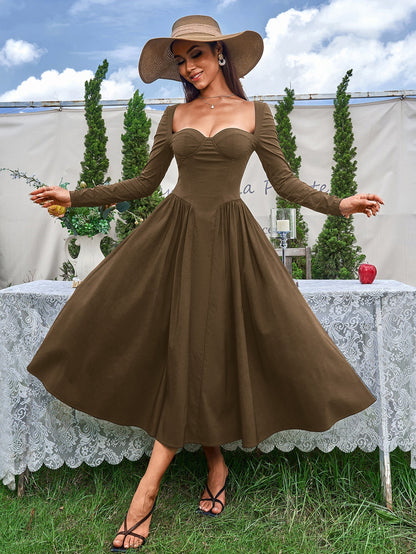 Seraphina – Vestido de línea A con manga larga y lazo en la espalda para mujer