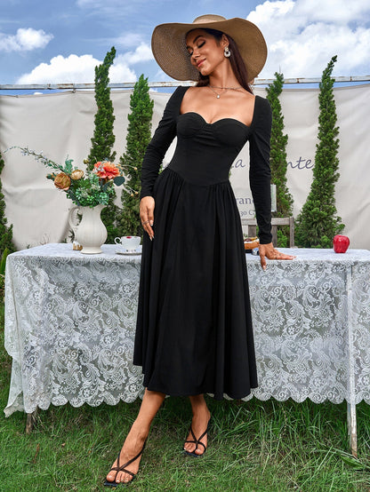 Seraphina – Vestido de línea A con manga larga y lazo en la espalda para mujer