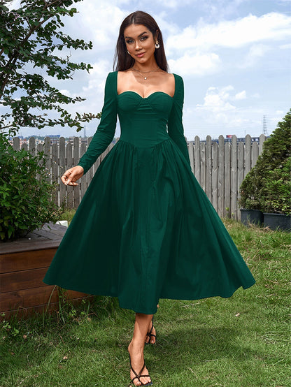 Seraphina – Vestido de línea A con manga larga y lazo en la espalda para mujer