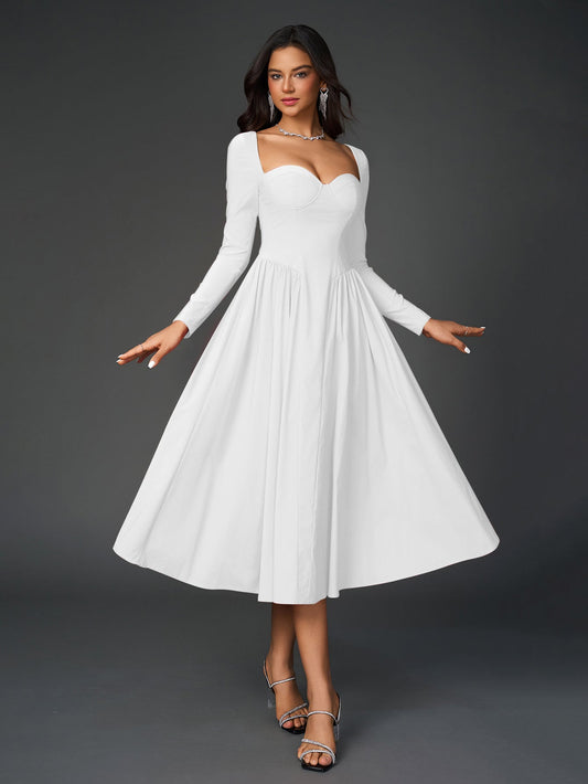 Seraphina – Vestido de línea A con manga larga y lazo en la espalda para mujer
