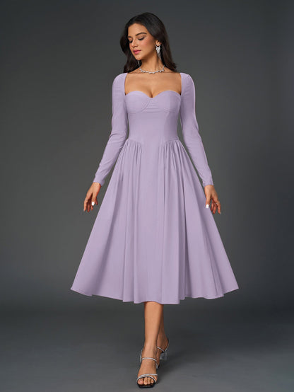 Seraphina – Vestido de línea A con manga larga y lazo en la espalda para mujer