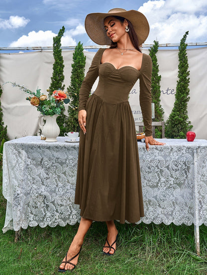 Seraphina – Vestido de línea A con manga larga y lazo en la espalda para mujer