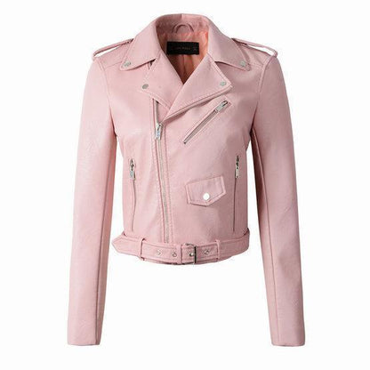 Cazadora biker clásica para mujer con cremallera frontal – MARINA