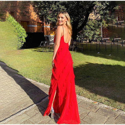 Marbella – Vestido maxi con volantes para mujer