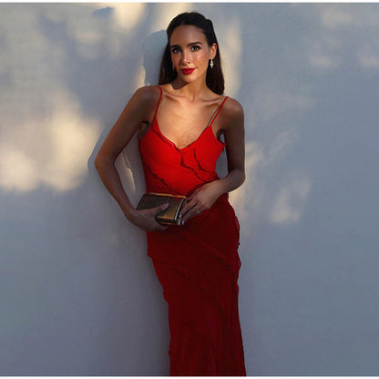Marbella – Vestido maxi con volantes para mujer