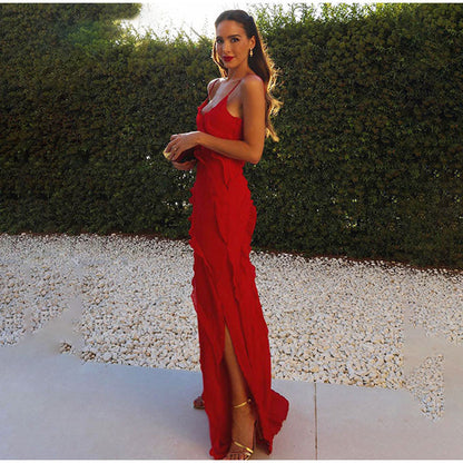 Marbella – Vestido maxi con volantes para mujer
