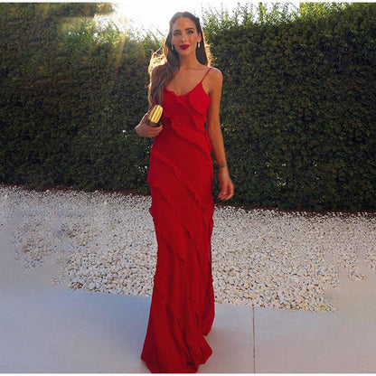 Marbella – Vestido maxi con volantes para mujer