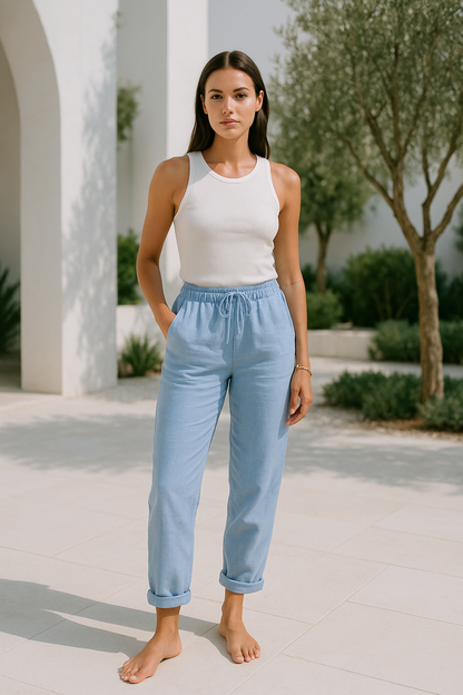 Aurea – Pantalones de mujer con corte relajado y cordón ajustable