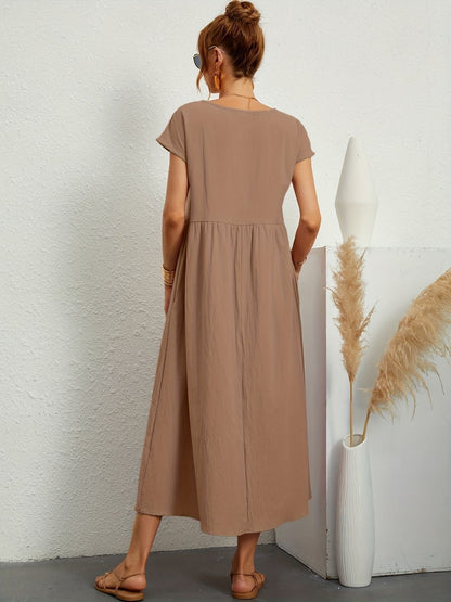 Vestido de lino con corte fluido y estilo natural – GRETA