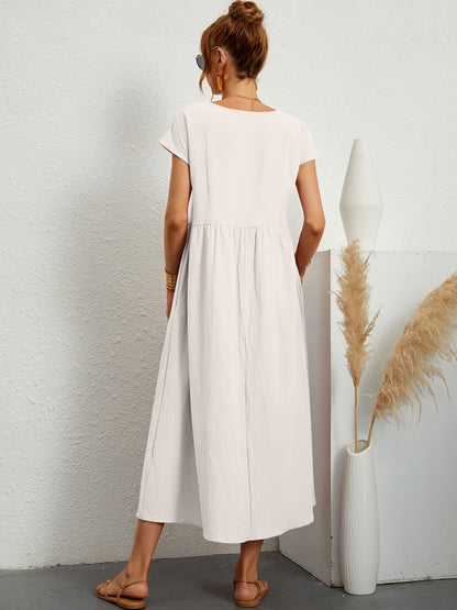 Vestido de lino con corte fluido y estilo natural – GRETA