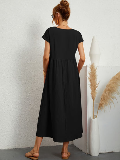 Vestido de lino con corte fluido y estilo natural – GRETA