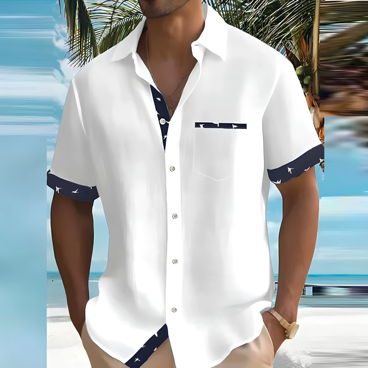 Camisa de manga corta con botones para hombre – MARCO COAST