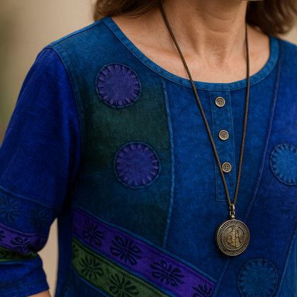 MYLA – Blusa de mujer con estampado bohemio de inspiración retro