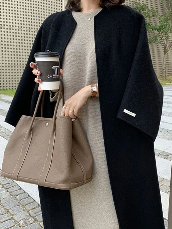 Abrigo largo de mujer en lana elegante con corte clásico – NADINE