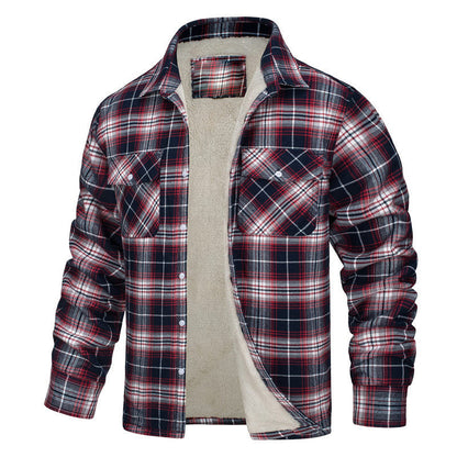 MONTY - Chaqueta de cuadros cálida con botones para hombre