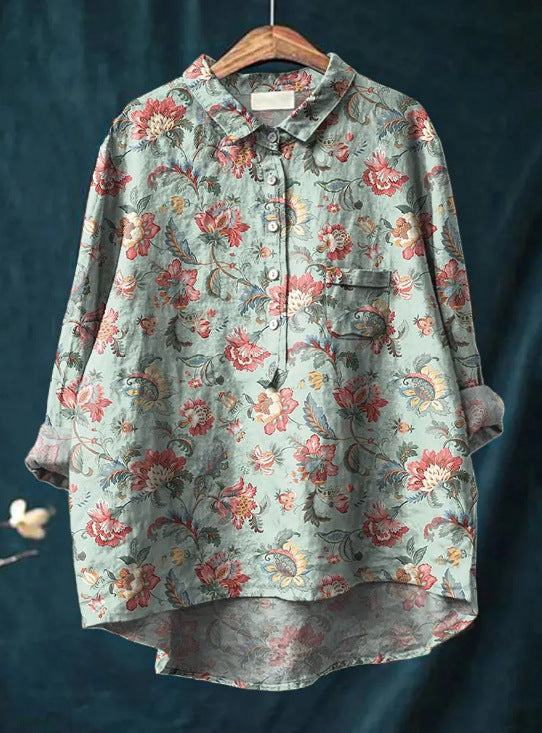 Blusa fluida con estampado floral colorido para mujer – ROSÉLIA