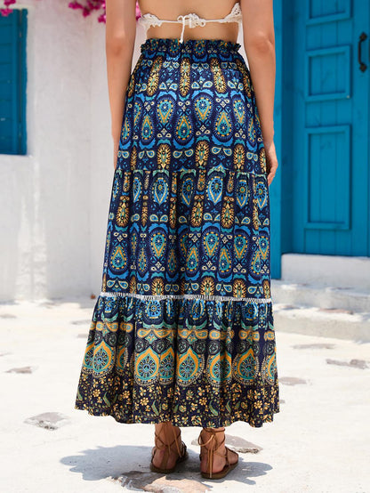 Falda larga boho de mujer con cintura alta – AZUCENA