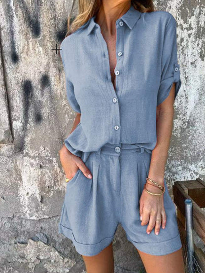 Conjunto cómodo de dos piezas con top y pantalón relajado – MALARA