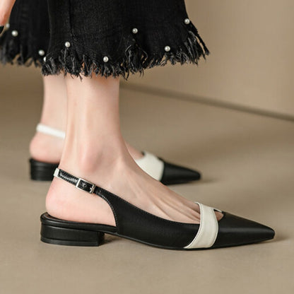 Laura - Sandalias Planas de Verano con Punta Cerrada Elegante Casual para Mujer  | Zapatos Planos de Punta