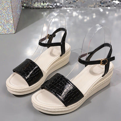 Violeta - Sandalias Doradas Plateadas de Estilo Simple con Suela Cómoda Tipo Cuña Para Mujer 2025