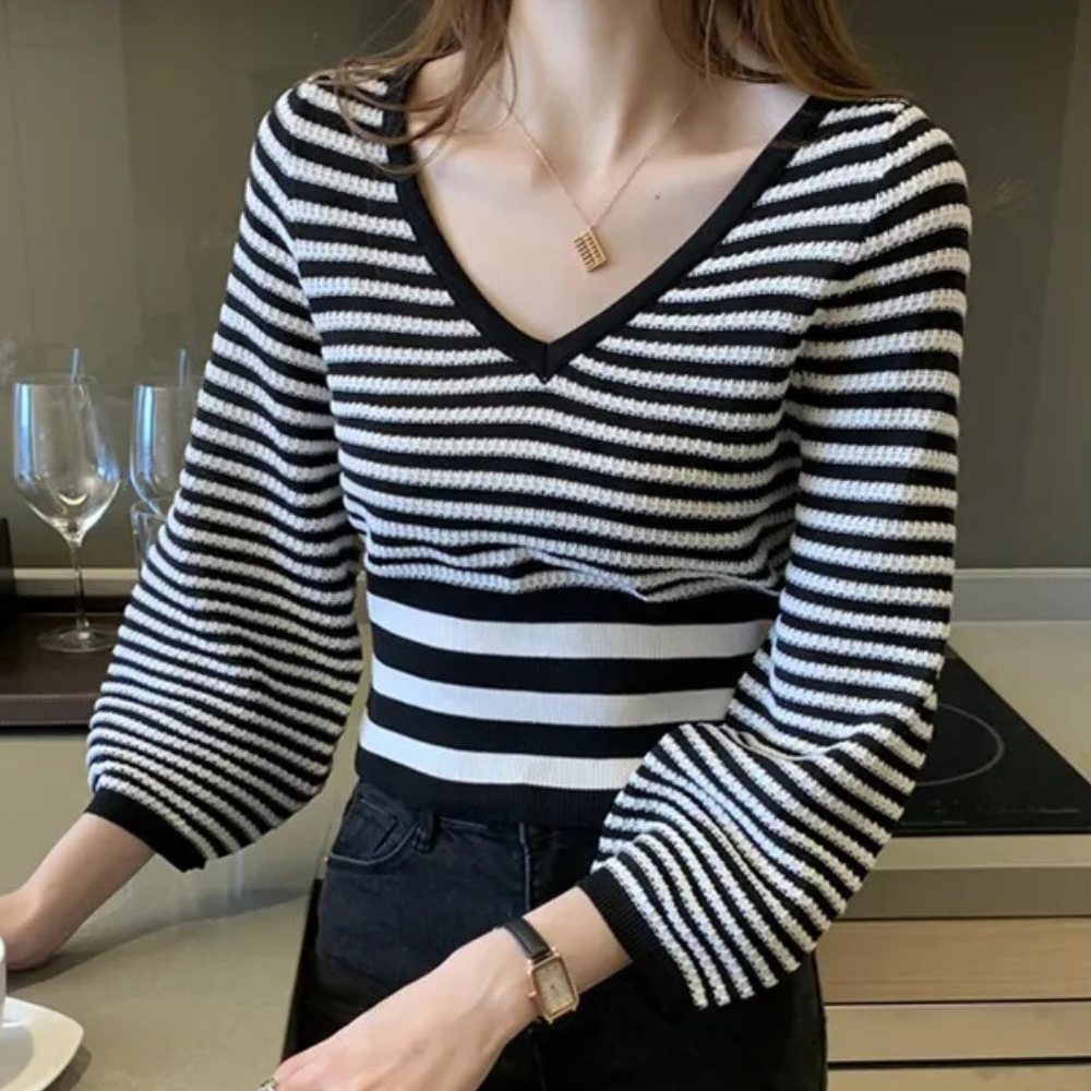 Jersey de punto a rayas con tacto suave y corte relajado – MAELYS