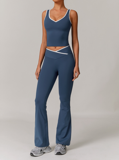 Aurora – Conjunto activo de dos piezas con top y leggings de cintura alta para mujer