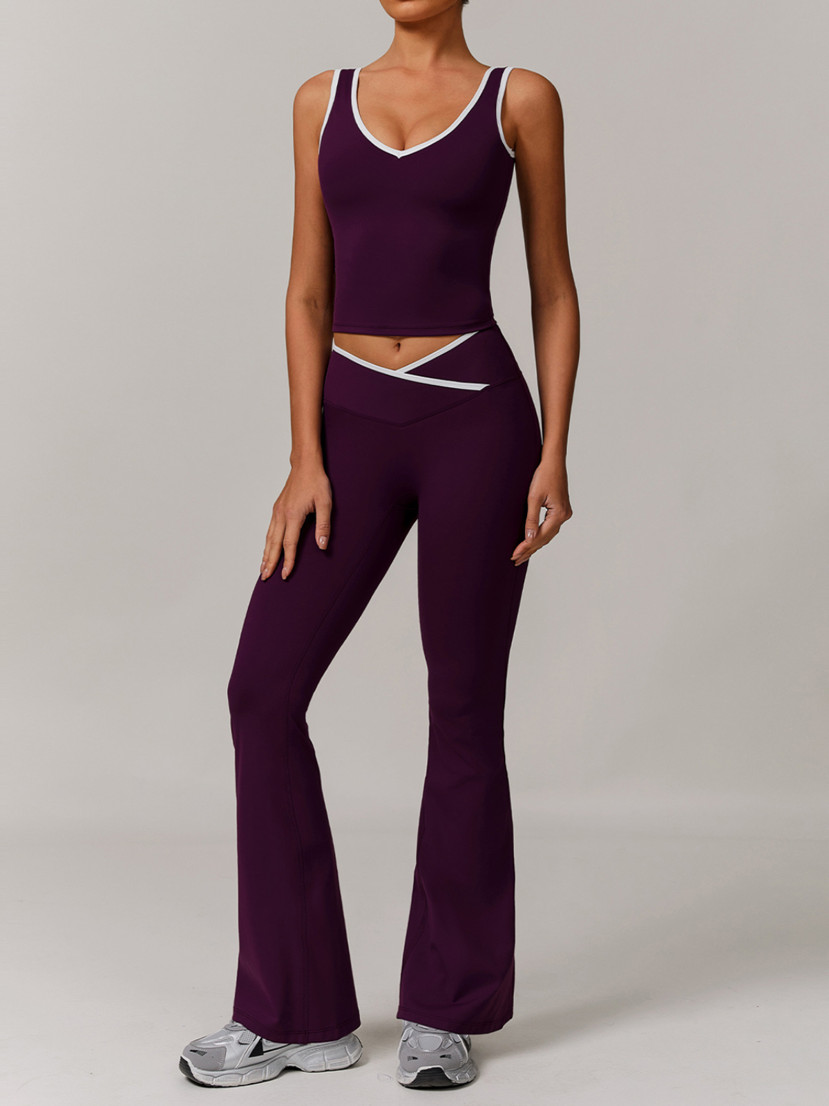 Aurora – Conjunto activo de dos piezas con top y leggings de cintura alta para mujer